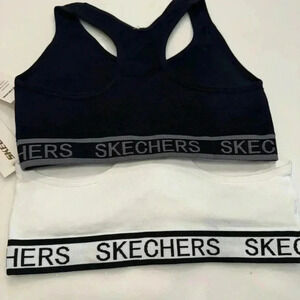 2 Sketchers ribbed racer back sports bras (2) 1-back 1-white size Large
